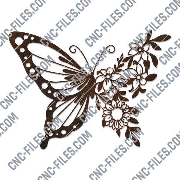 Butterfly flowers vector design files - SVG DXF EPS AI CDR