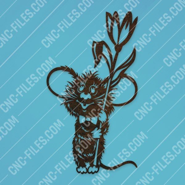 Mouse with flower vector design files - SVG DXF EPS AI CDR