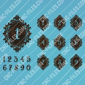 Laser cutting numbers template vector design files - SVG DXF EPS AI CDR