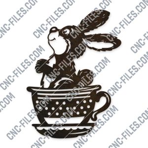 Cute bunny cup rabbit design files - DXF SVG EPS AI CDR