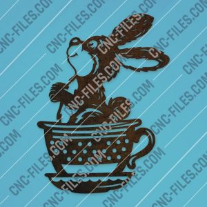 Cute bunny cup rabbit design files - DXF SVG EPS AI CDR