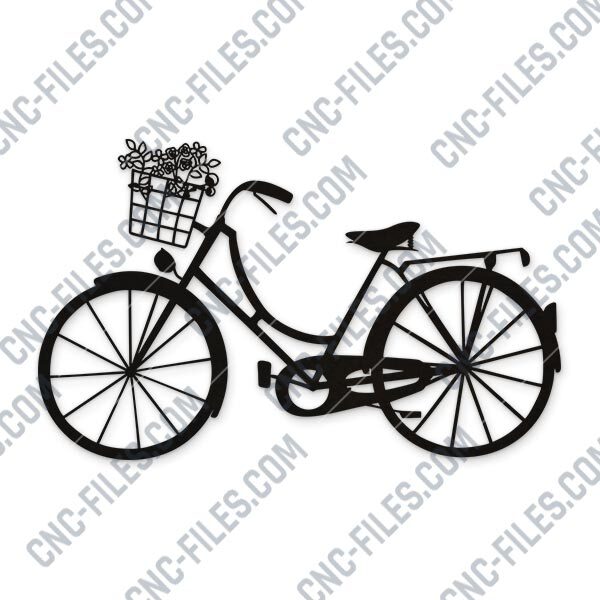 Bicycle flowers vector design files - DXF SVG EPS AI CDR