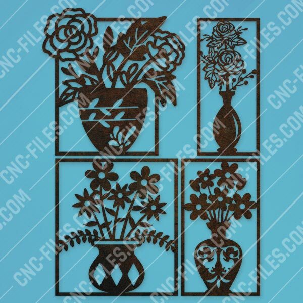 Flowers rose vase vector design files - EPS AI SVG DXF CDR