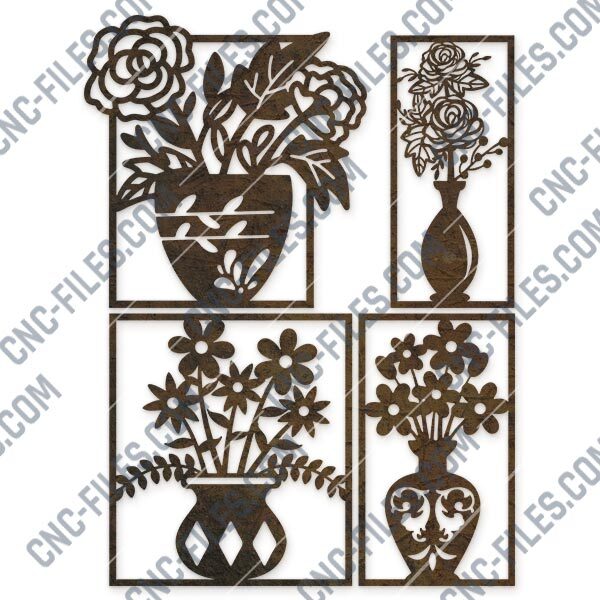 Flowers rose vase vector design files - EPS AI SVG DXF CDR