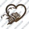 Heart with rose vector design files - EPS AI SVG DXF CDR