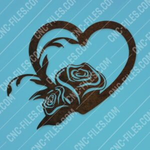 Heart with rose vector design files - EPS AI SVG DXF CDR