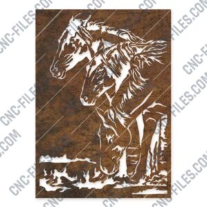 Horses panel vector design files - DXF SVG EPS AI CDR