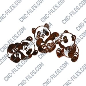 Three panda babies vector design files