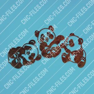 Three panda babies vector design files