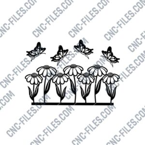 Flowers with Butterflies DXF Design