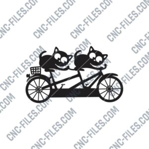 Cats with Bike DXF Files Image