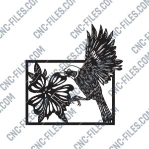 Bird with Flower DXF File