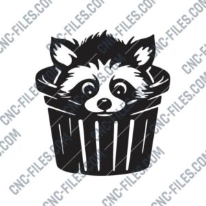 Raccoon in Trash DXF File