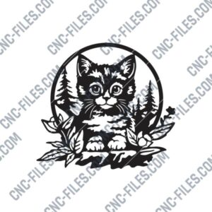 Cat with Flowers DXF Files