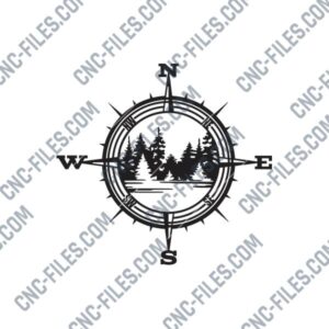 Trees Compass Scene DXF File