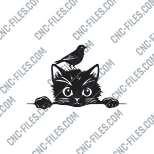 Cat with Bird DXF Files